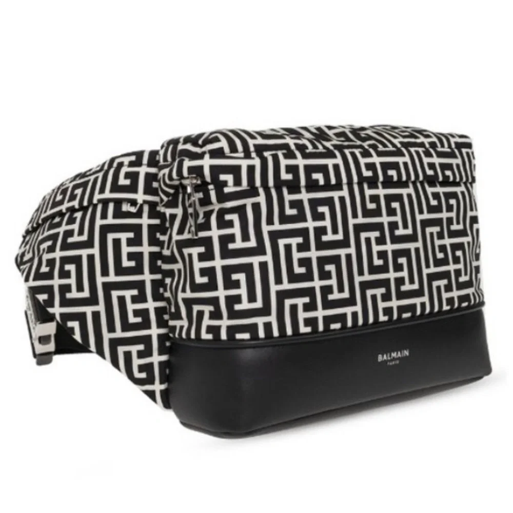 NEW Authentic Balmain Black White City All-Over Belt Bag Waist Bag - Picture 2 of 10